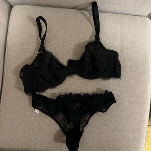 Auden Black Lace Bra and Panty Set